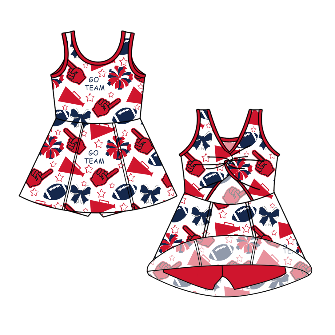 Custom moq 5 mix sizes summer teams baby girls clothes team red short sleeve skirts shorts sets and dress-25.6.7