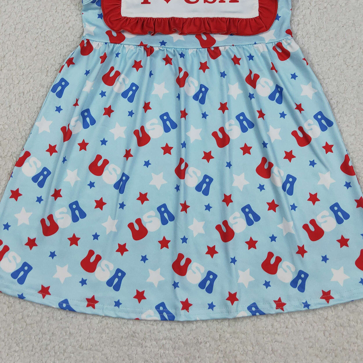 RTS NO MOQ GSD4002 Baby Girls 4th of July Sleeveless I Love USA Stars Knee Length Dresses