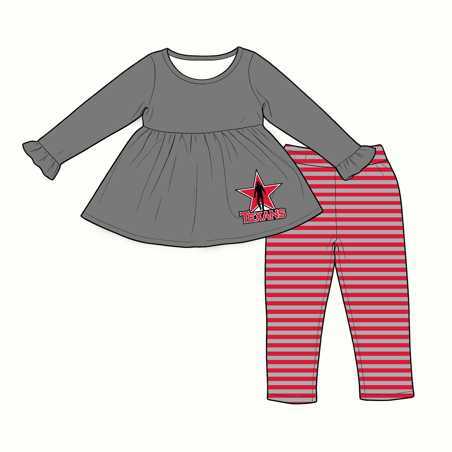 custom moq 5 mix size XY063009 Baby Girls Long Sleeve Tunic Top Leggings Two Piece Clothes Sets