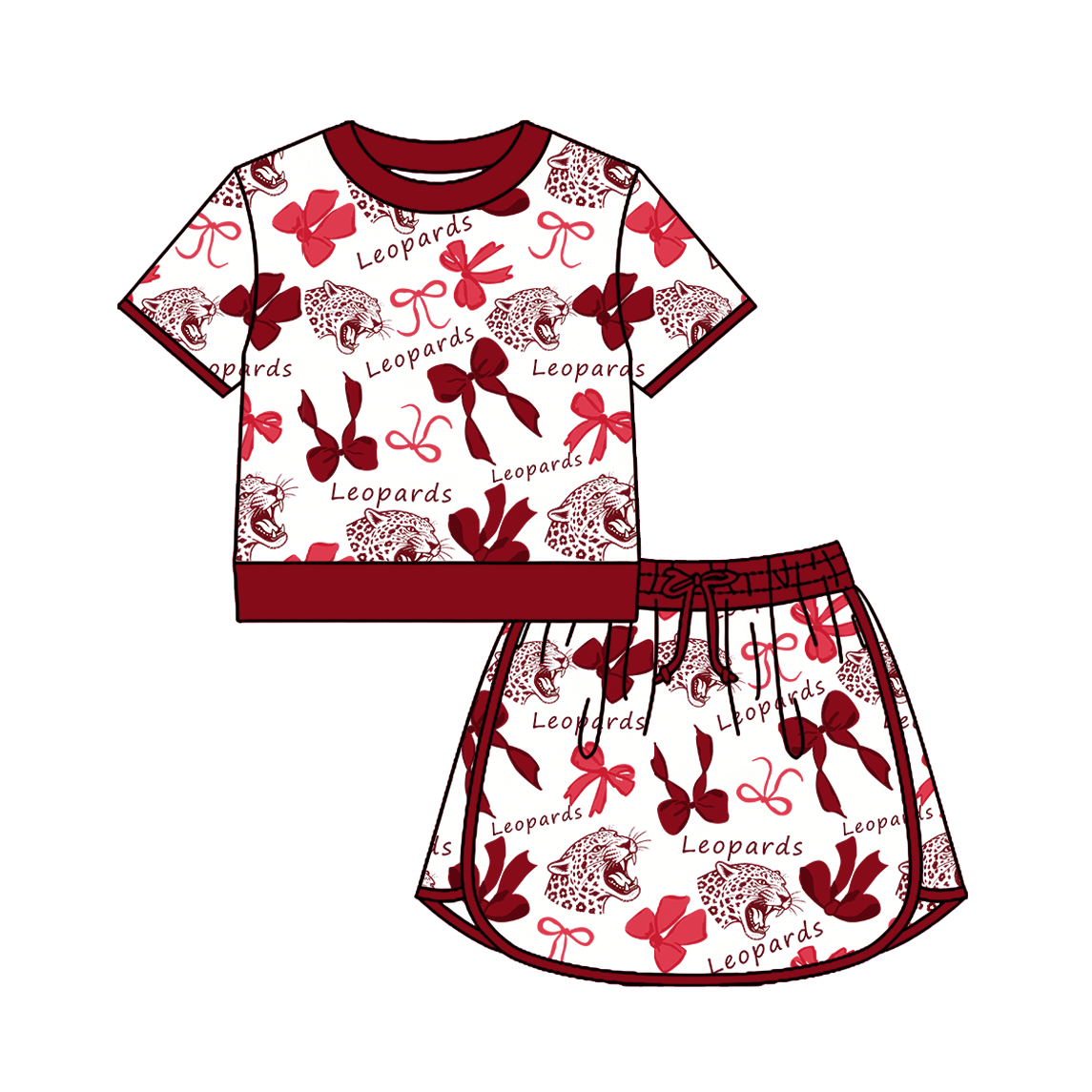 custom moq 5 mix size XY070109 Baby Girls Bow Sleeveless Short Skort Team Outfit Set