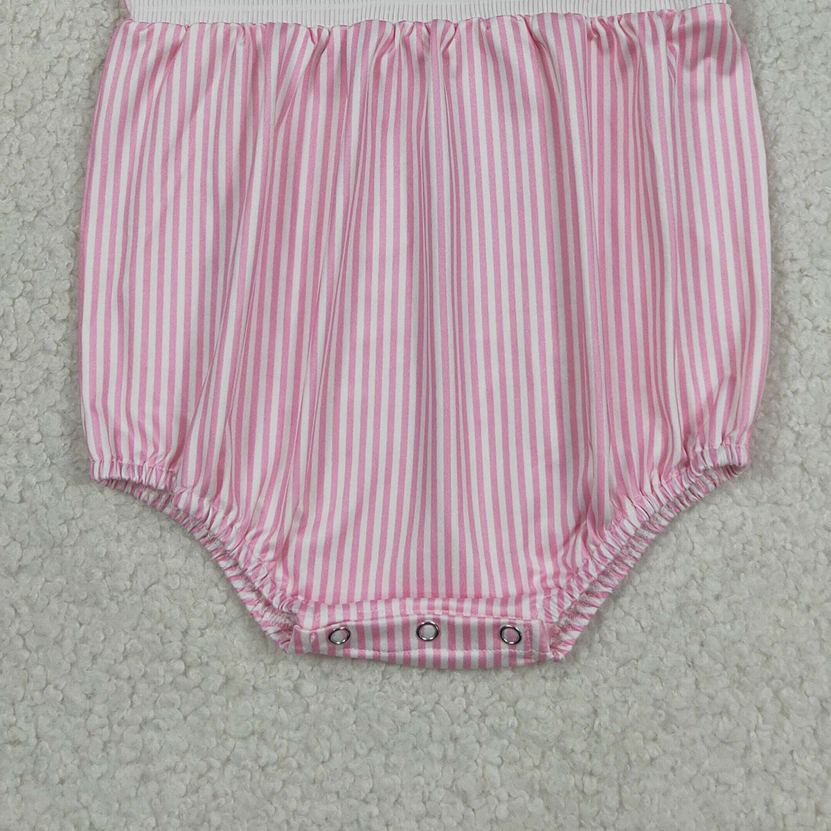 RTS NO MOQ SR3593 Smocked Little Sister Baby Girls Pink Stripe Collar Ruffle Rompers