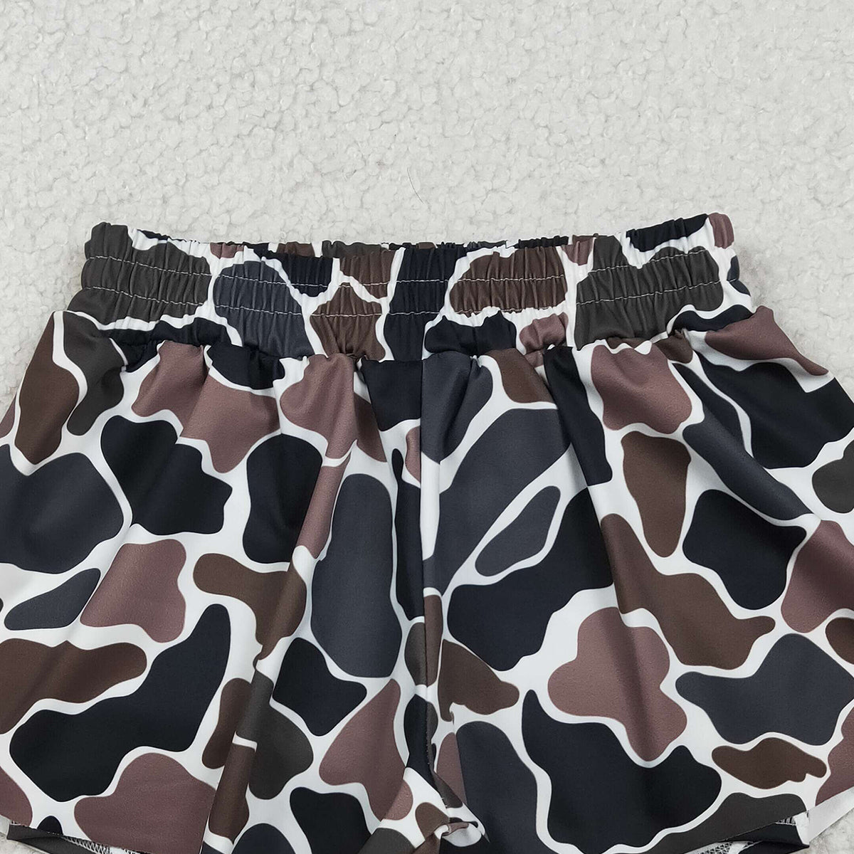 RTS NO MOQ SS0773 Baby Girls Southern Dark Brown Camo Ruffle Shorts Bottom Active Yoga Pants for Toddlers Girls