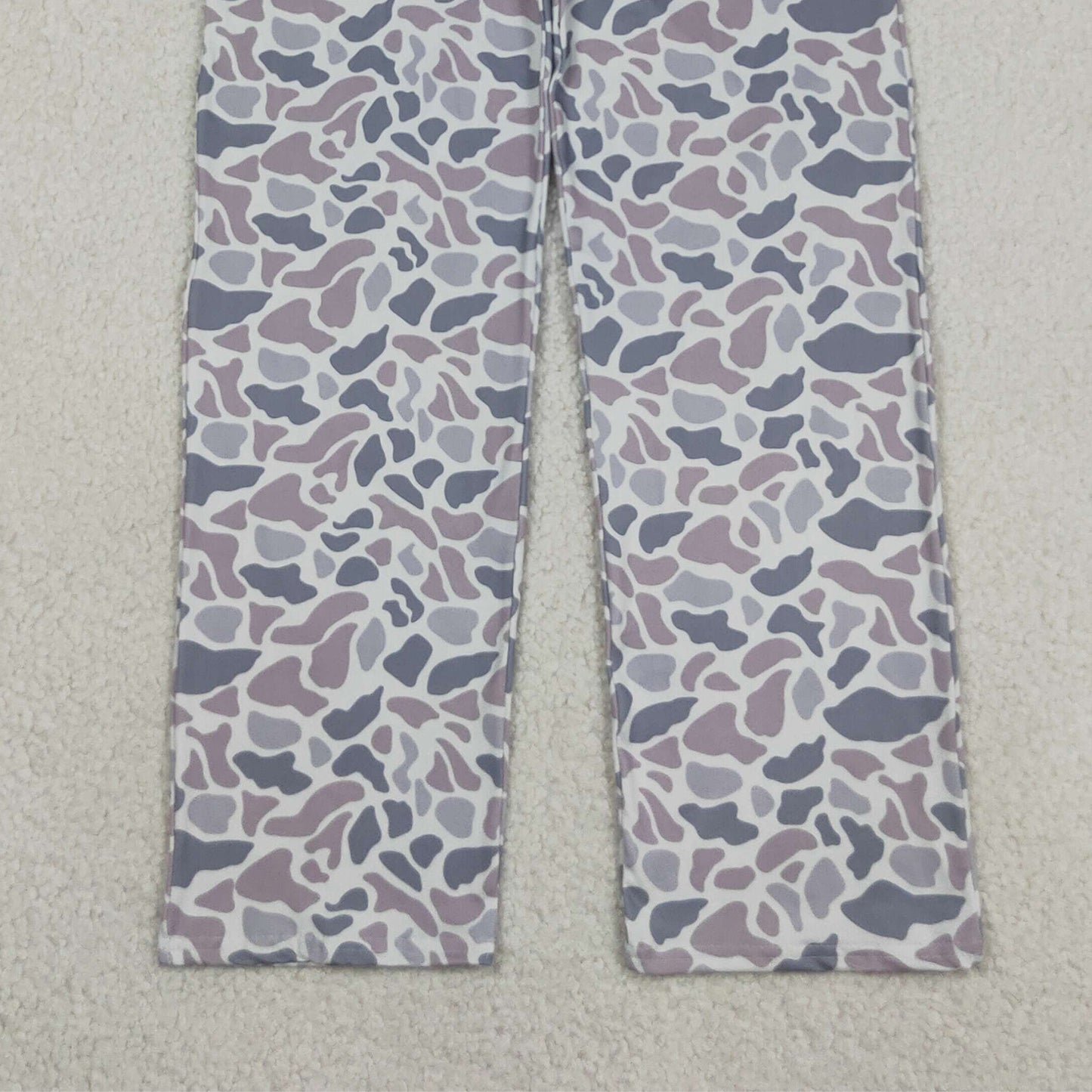RTS NO MOQ milk silk P0994 Adult Women's Grey Camo Printed Straight Pants With Pockets