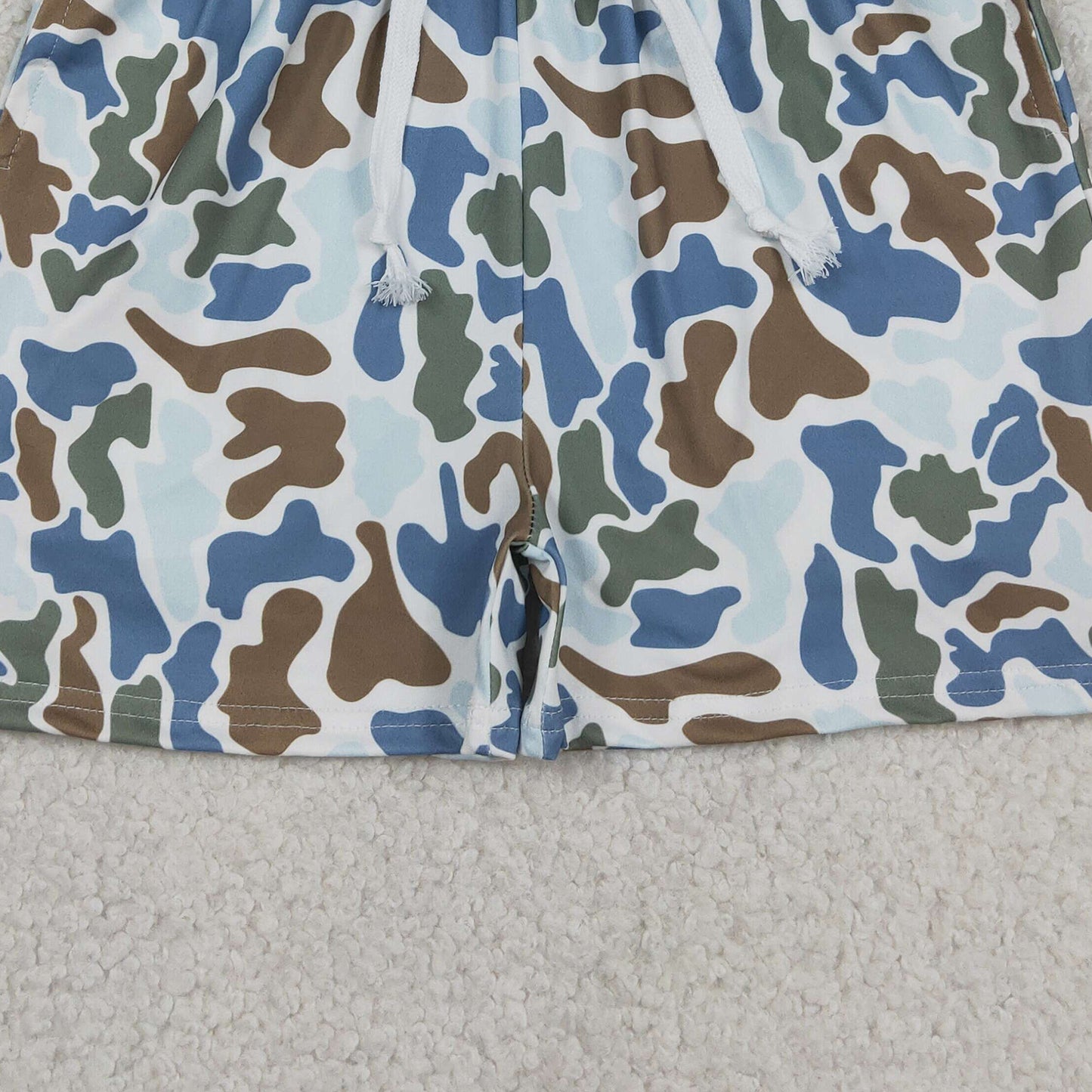 RTS NO MOQ milk silk SS0873 Baby Boys Brown Blue Camo Pockets Shorts Bottom