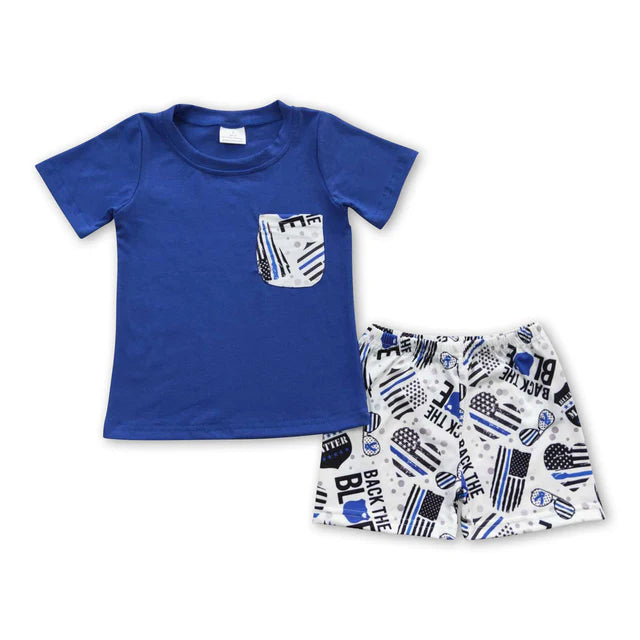 RTS NO MOQ Sibling Baby Boys Back To School Shorts Clothes Sets