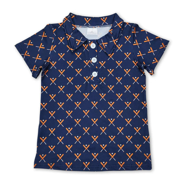 RTS NO MOQ Sibling Baby Boys Baseball Bats Short Sleeve Pullovers Tops