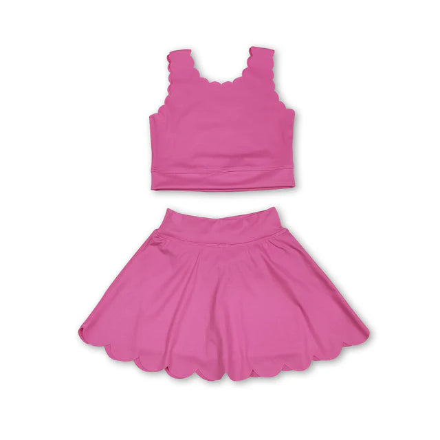 RTS NO MOQ Sibling Baby Girls Shirts Skirt Shorts Bottom Yoga Active Clothes Sets
