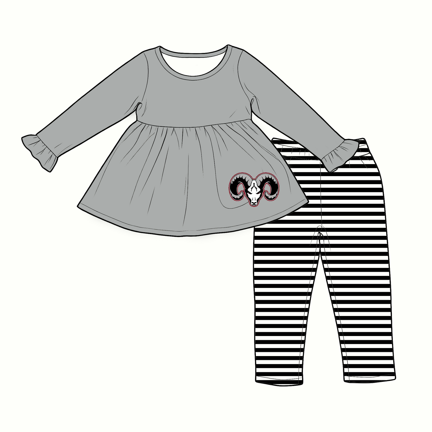 custom moq 5 mix size XY063009 Baby Girls Long Sleeve Tunic Top Leggings Two Piece Clothes Sets
