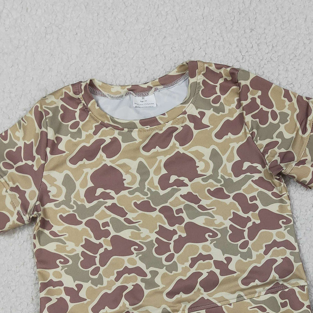 RTS NO MOQ GSSO3224 Baby Girls Camouflage Top with Scallop Shorts Outfit Set