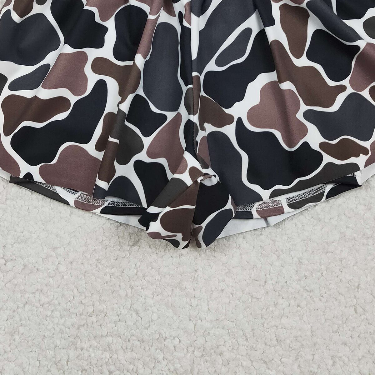 RTS NO MOQ SS0773 Baby Girls Southern Dark Brown Camo Ruffle Shorts Bottom Active Yoga Pants for Toddlers Girls