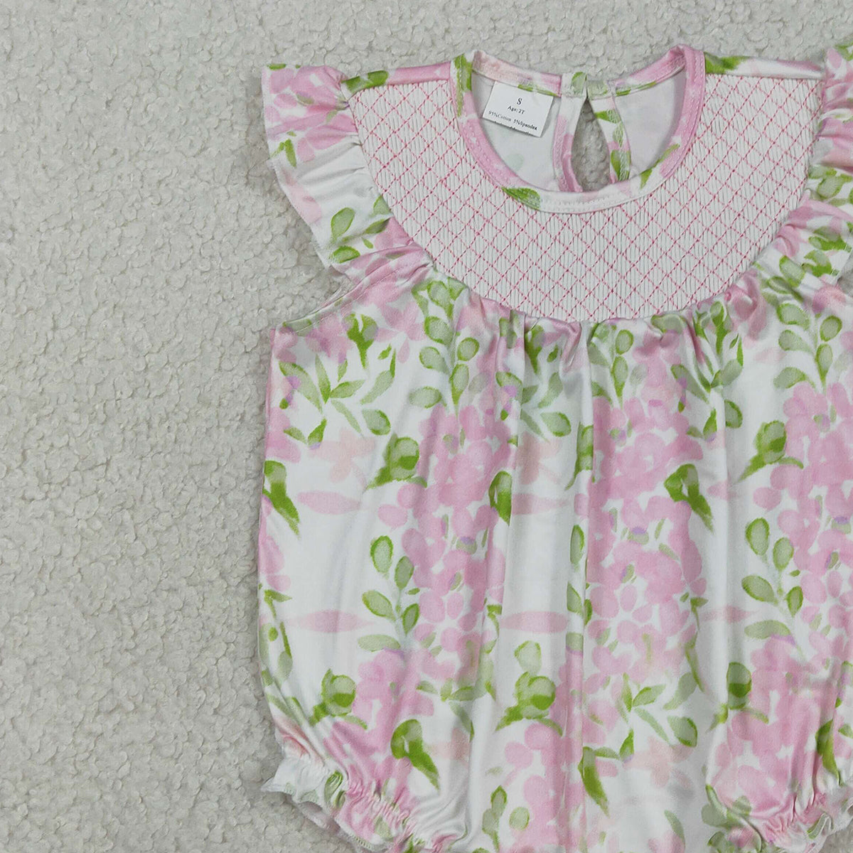 RTS NO MOQ SR3805 Baby Girls Smocked Ruffle Rompers Checked Colorful Flowers Cute Infant Clothing