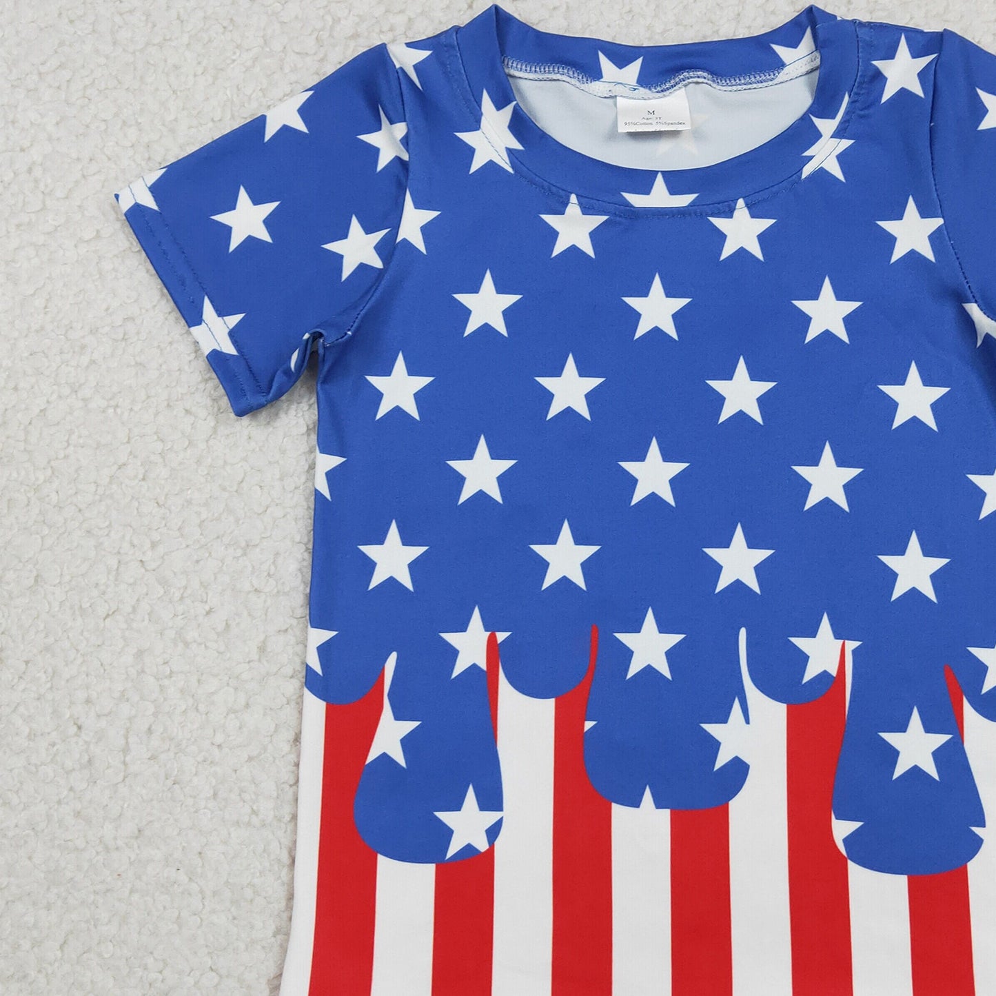 RTS NO MOQ Milk Silk BT1741 Baby Boys Short Sleeve Stars Stripe 4th of July T-shirts Top