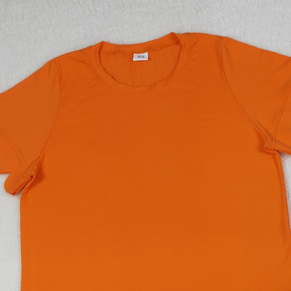 RTS NO MOQ GSSO3206 Adult Women's Orange Short Sleeve Shirt Top with Short Scallop Orange Clothes Sets