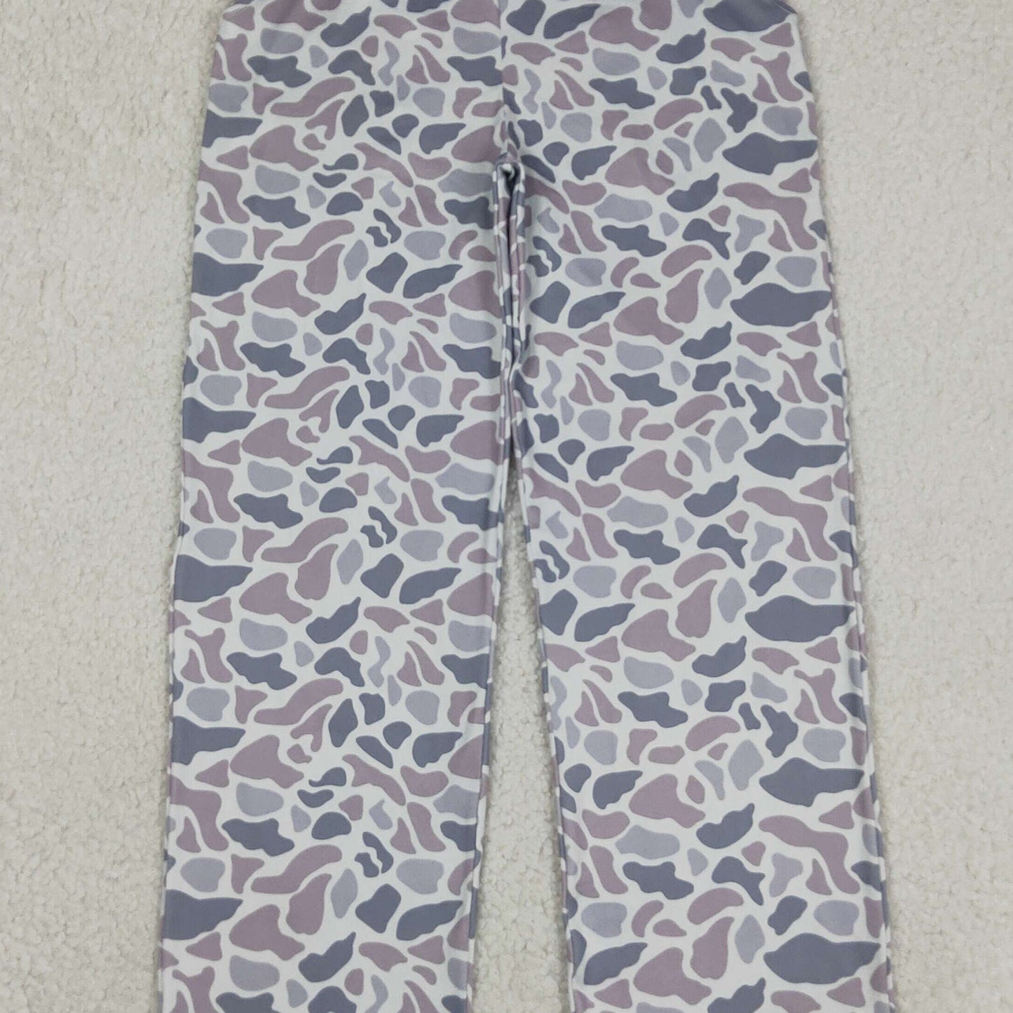 RTS NO MOQ milk silk P0994 Adult Women's Grey Camo Printed Straight Pants With Pockets