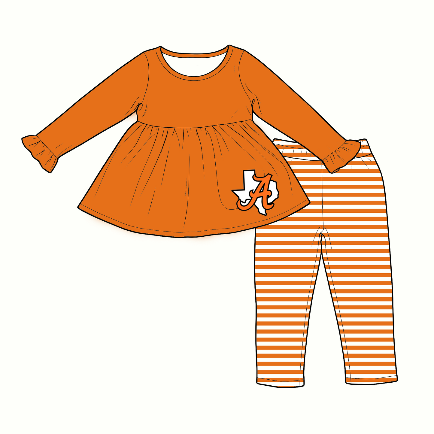custom moq 5 mix size XY063009 Baby Girls Long Sleeve Tunic Top Leggings Two Piece Clothes Sets