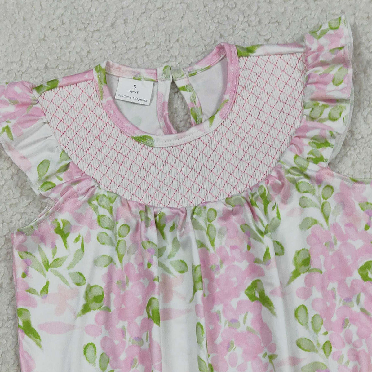 RTS NO MOQ SR3805 Baby Girls Smocked Ruffle Rompers Checked Colorful Flowers Cute Infant Clothing