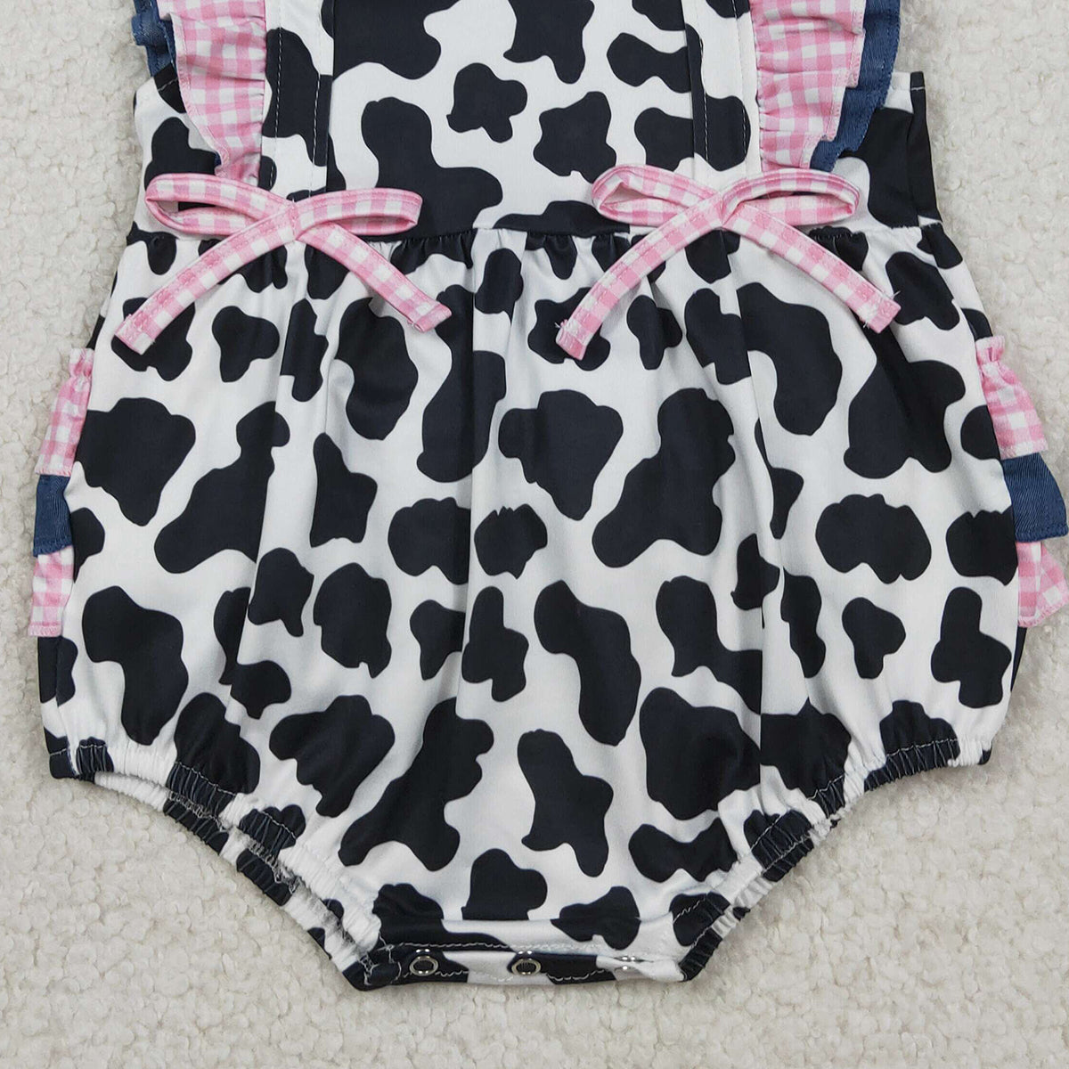 RTS NO MOQ SR3898 Baby Girls Western Cow Print Ruffle Rompers Cute Outfit