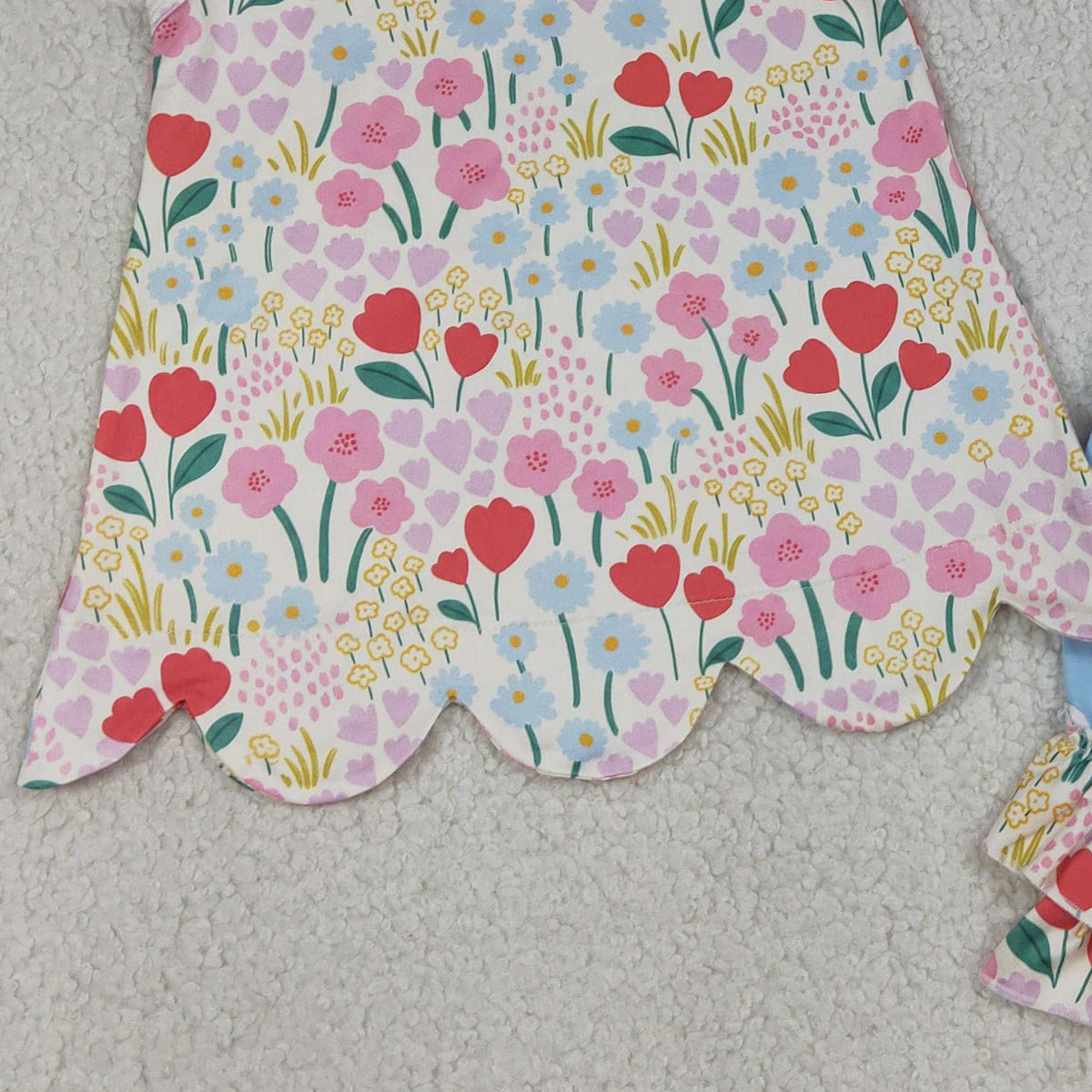 RTS NO MOQ GSSO3390 Baby Girls Sleeveless Colorful Flowers Scallop Tunic Ruffle Shorts Outfit Set Cute Summer Clothing for Infants