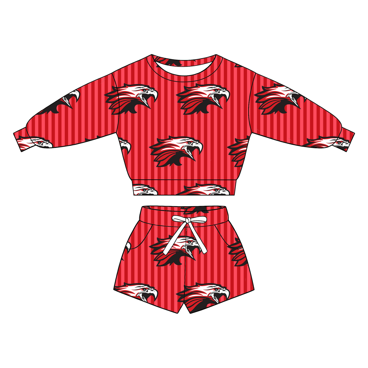 custom moq 5 mix size XY070209 Baby Kids Vertical Stripe Long Sleeve Top Drawstring Shorts Clothes Set