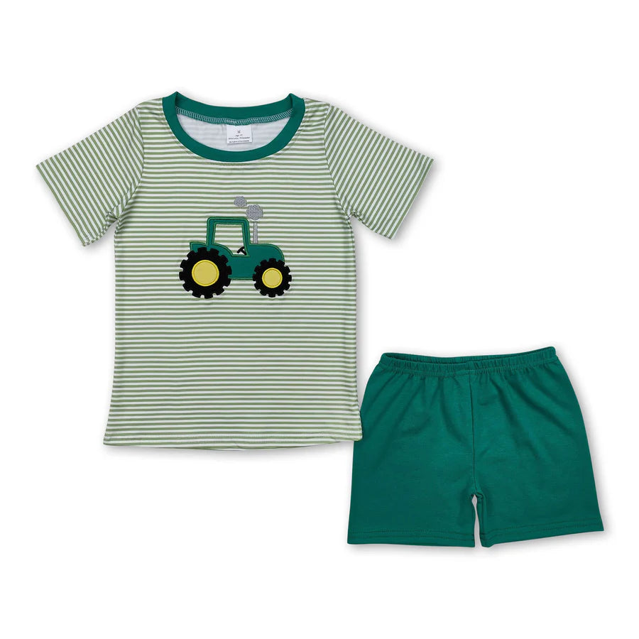 RTS NO MOQ Sibling Baby Boys Leopard Duck Green Shirt Shorts Outfits Clothes Sets