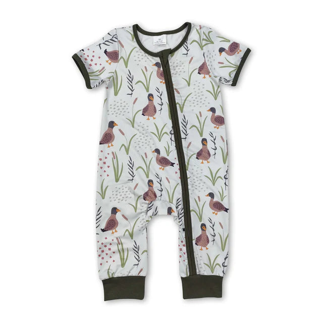 RTS NO MOQ Sibling Baby Infant Boys abbits Zip Rompers