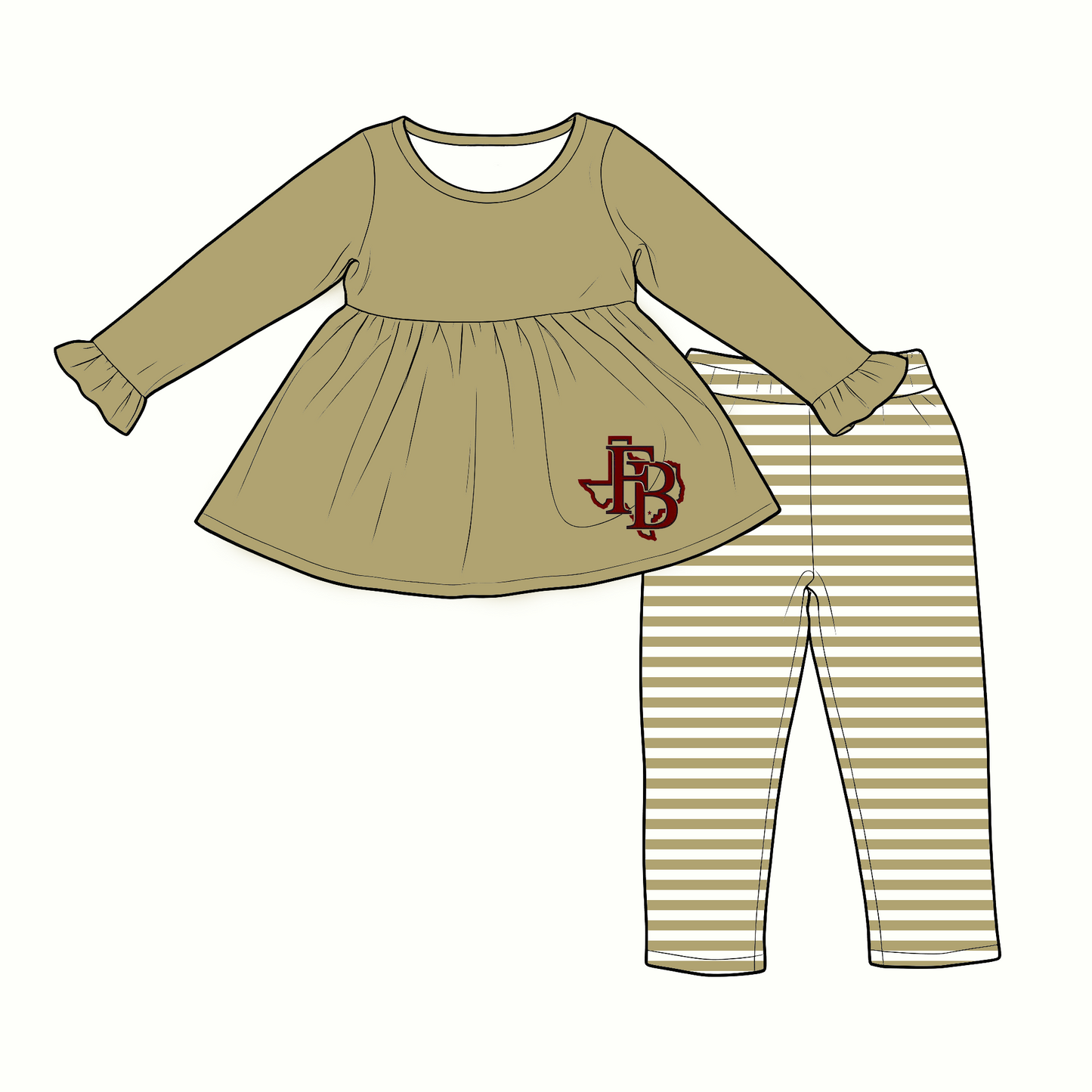 custom moq 5 mix size XY063009 Baby Girls Long Sleeve Tunic Top Leggings Two Piece Clothes Sets