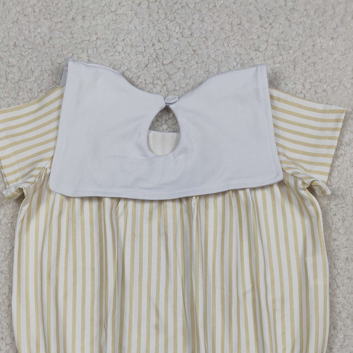 RTS NO MOQ SR3802 Embroidery Cross Baby Boys Sleeveless Romper with Yellow Stripe