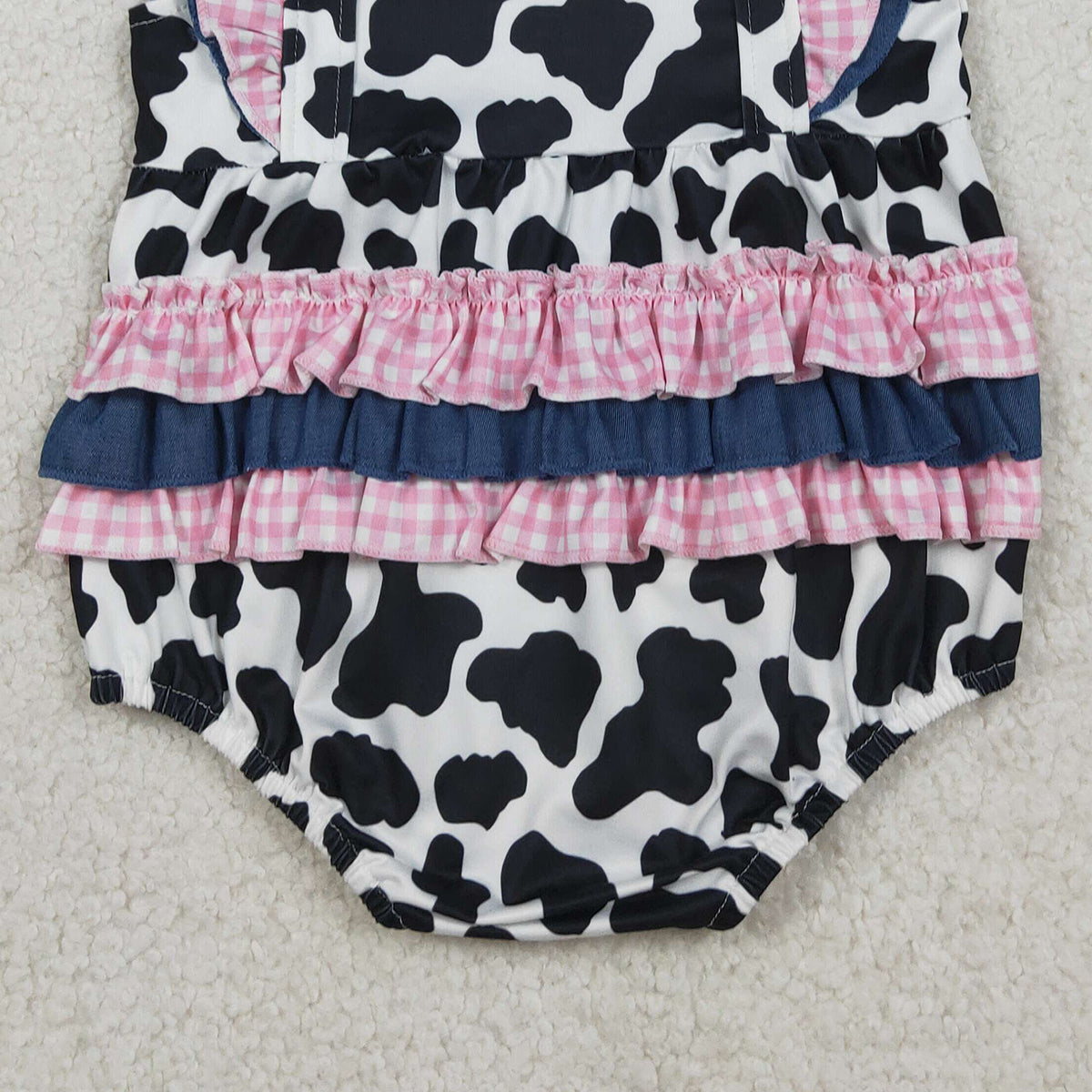 RTS NO MOQ SR3898 Baby Girls Western Cow Print Ruffle Rompers Cute Outfit