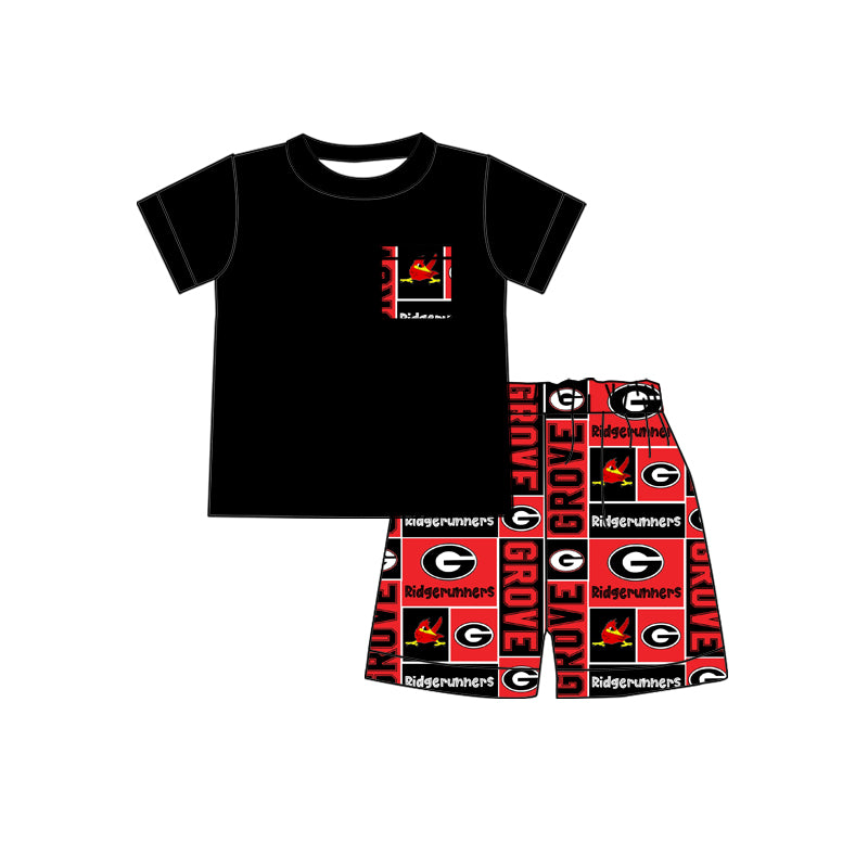 Deadline: May 20 custom no moq eta 5-6weeks GGG  booys cotton black top with shorts sets