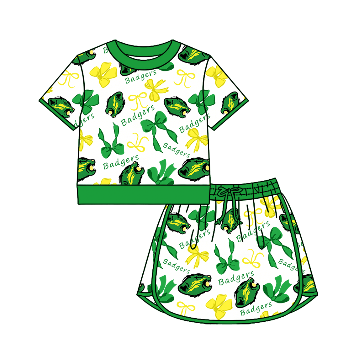 custom moq 5 mix size XY070109 Baby Girls Bow Sleeveless Short Skort Team Outfit Set