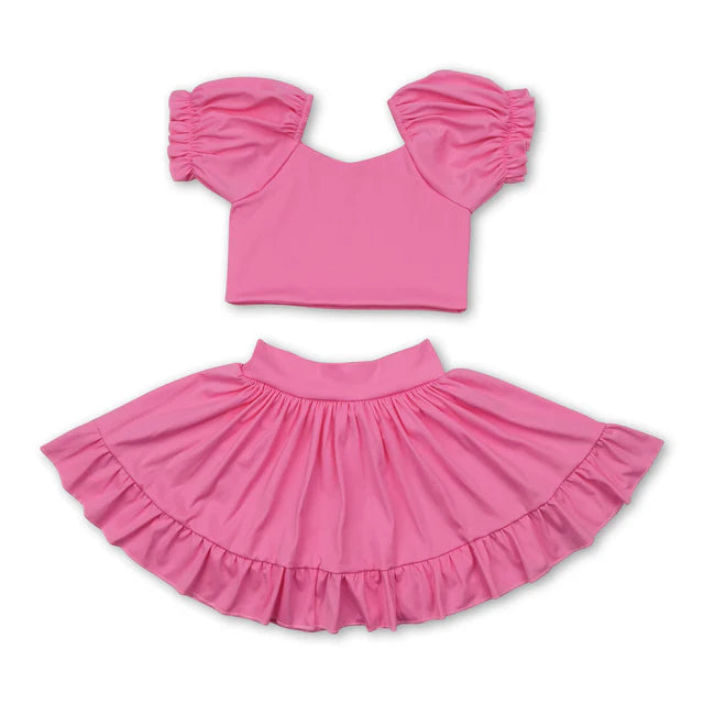 RTS NO MOQ Sibling Baby Girls Shirts Skirt Shorts Bottom Yoga Active Clothes Sets