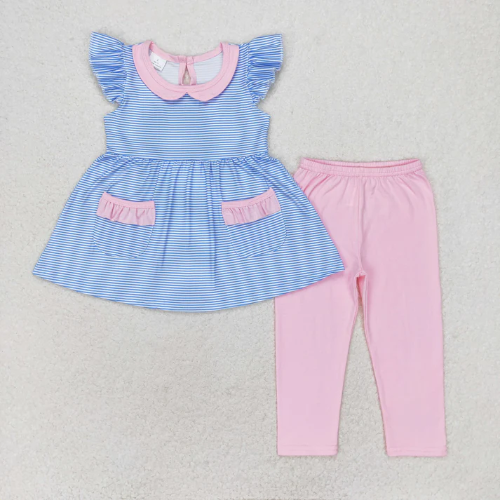 RTS NO MOQ Sibling baby girl clothes floral short sleeve pants Sets