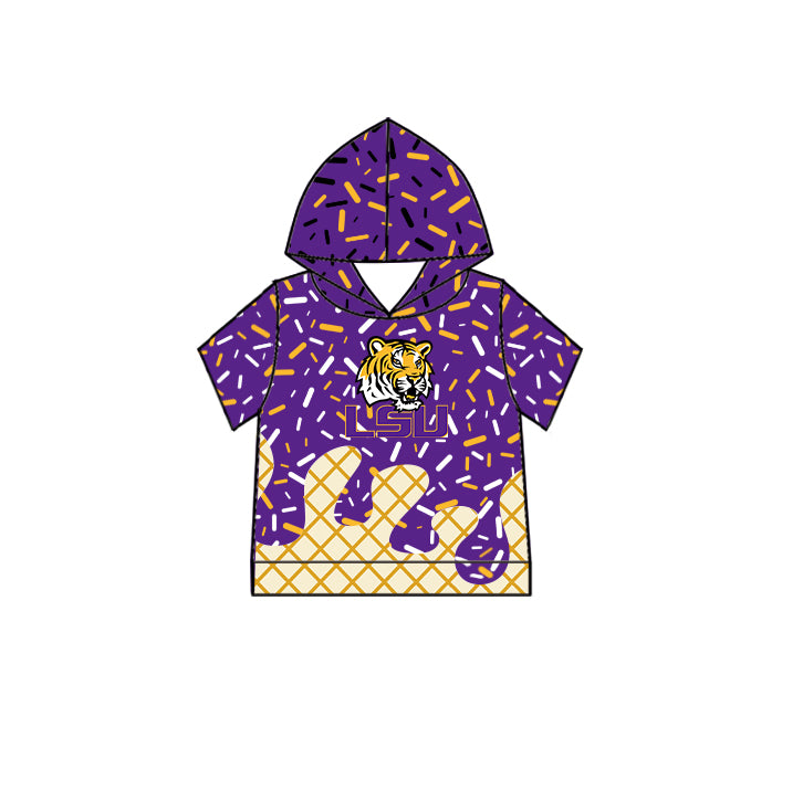 Custom summer teams baby girls clothes team purple hooded long sleeve tops and short sleeve top and dress and pants and shorts-25.5.28