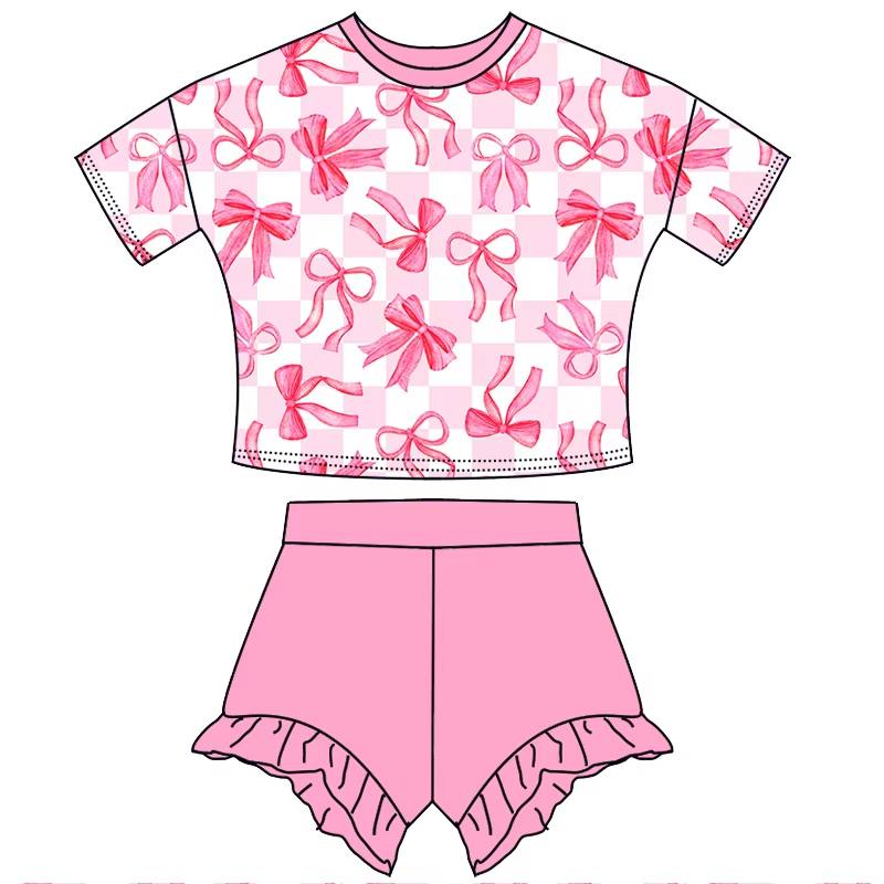 Custom moq 5 each style eta 6-7weeks baby girl clothes short sleeve shorts suits -25.7.28