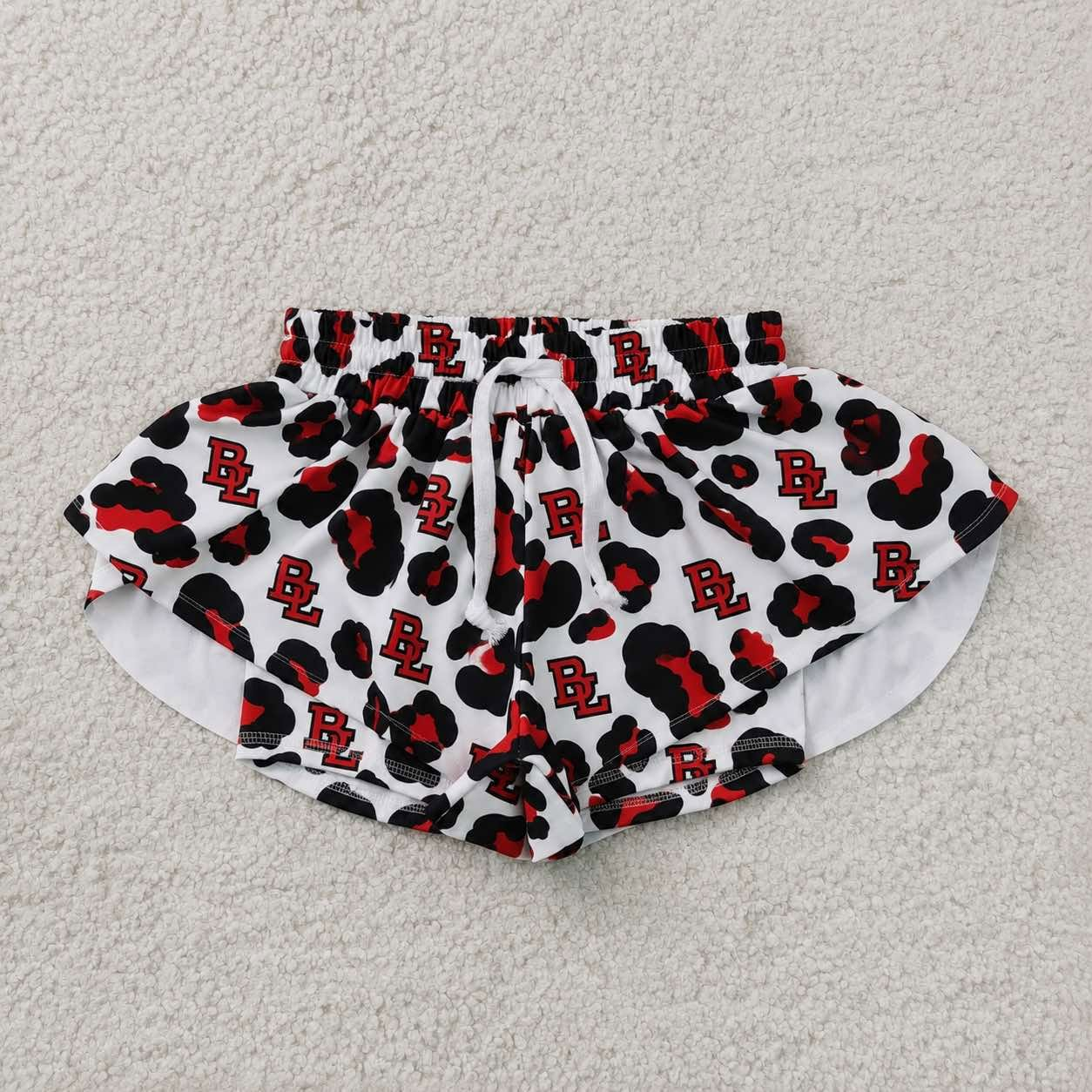 custom moq 5 mix size KABR0101 Adult And Kids Leopard Print Team Elastic Waist Shorts Bottoms