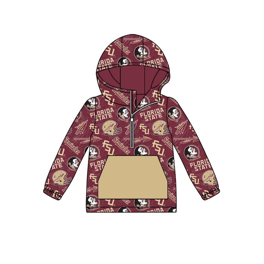 custom moq 5 tat about 6-8week Maroon Human Head Hood Zipper Yellow Long Sleeve Pullover