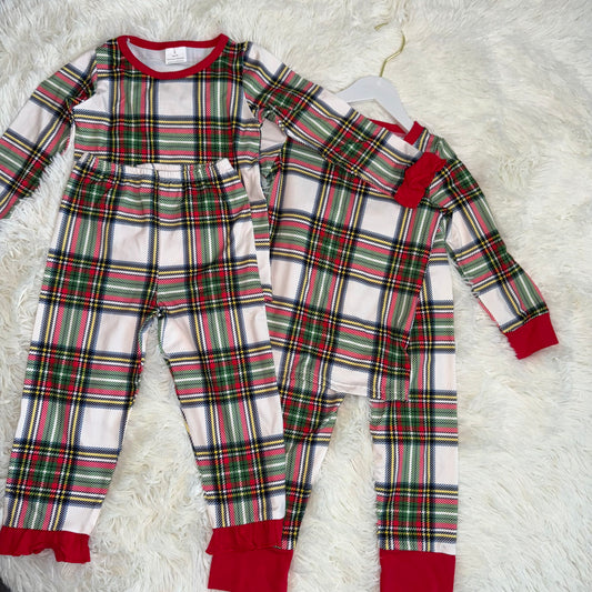 RTS NO MOQ Sibling baby girl boy clothes Christmas long-sleeved pants suits