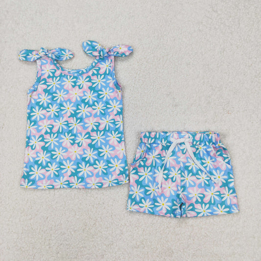 RTS NO MOQ ETA 5/7days Arrived GSSO2262 Flower pink blue green camouflage sleeveless shorts set