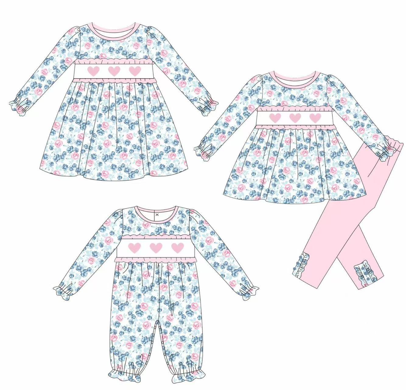 Custom moq 5 each style eta 6-7weeks baby girl clothes love long sleeve pants sets and romper and dress -25.8.9