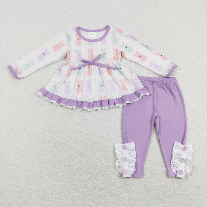 RTS NO MOQ Easter short-sleeved dress and long-sleeved pants set