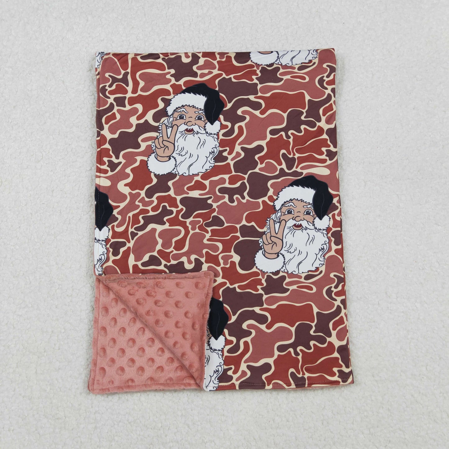 RTS NO MOQ（In Stock) BL0162 Santa Claus Brown Camouflage Baby Blanket