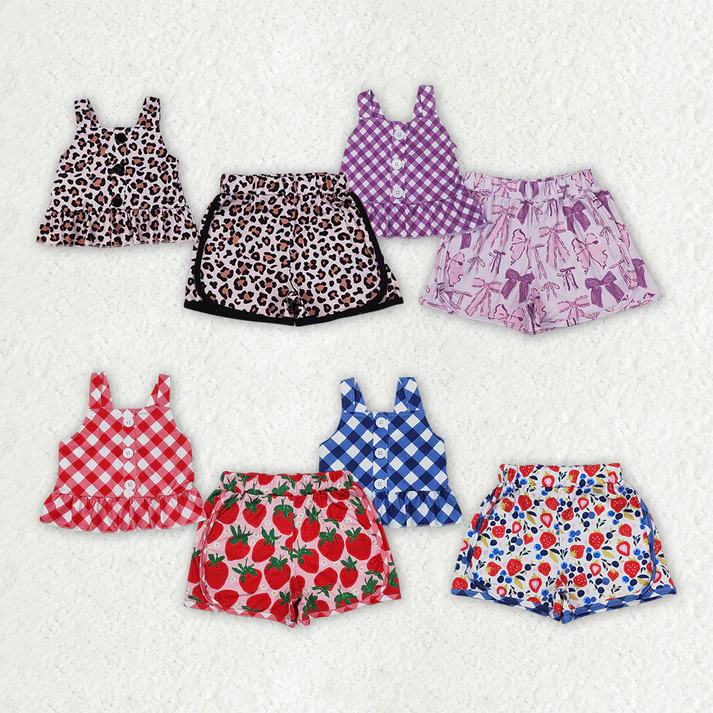 RTS NO MOQ baby girls Clothes short sleeve shorts Sets