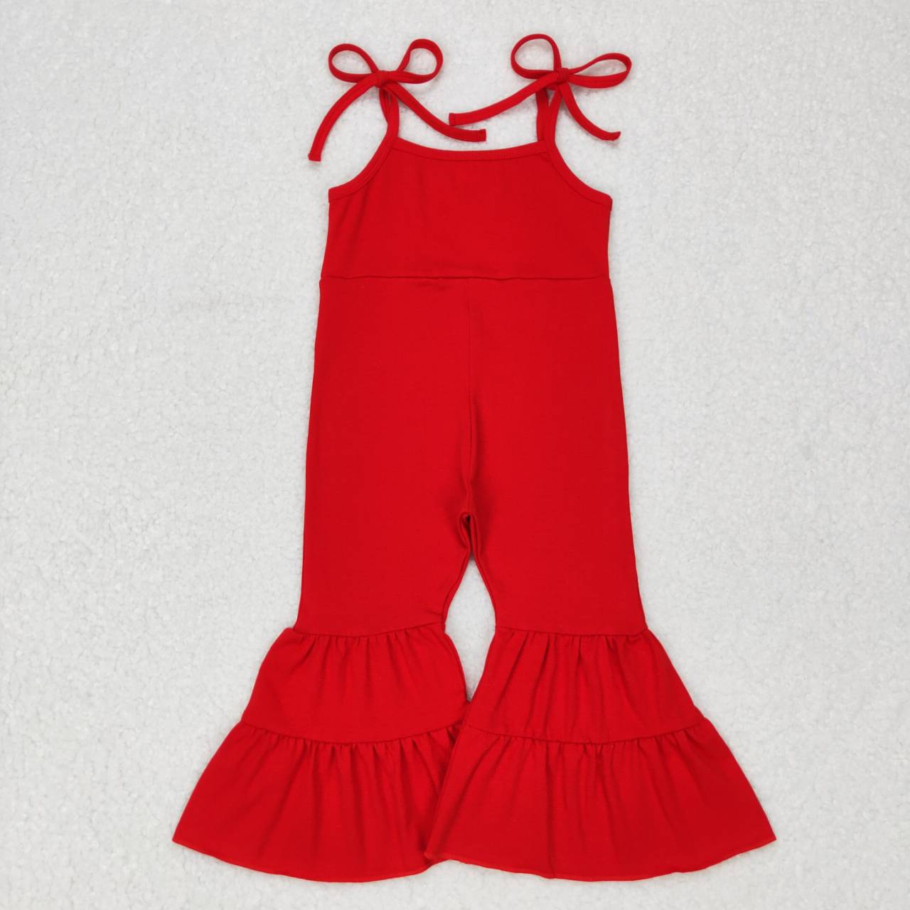 RTS NO MOQ Baby Girls Cotton Suspender Double Lace Flared Overalls