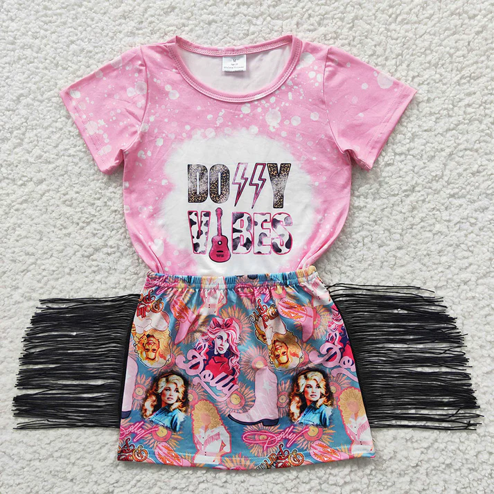 RTS NO MOQ Baby girl clothes tassel Short Sleeve shorts Suit