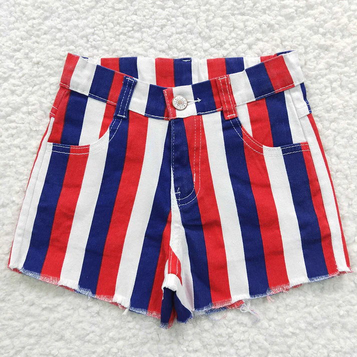 RTS NO MOQ Baby Girls clothes striped denim flared pants