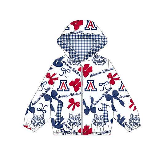Custom moq 8 mix size milk silk summer team baby girls clothes bow blue and red hooded long sleeve top-25.9.27