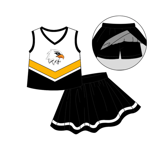 Custom moq 5 each style eta 6-7weeks baby girl clothes team black sleeveless skirts sets-25.8.6