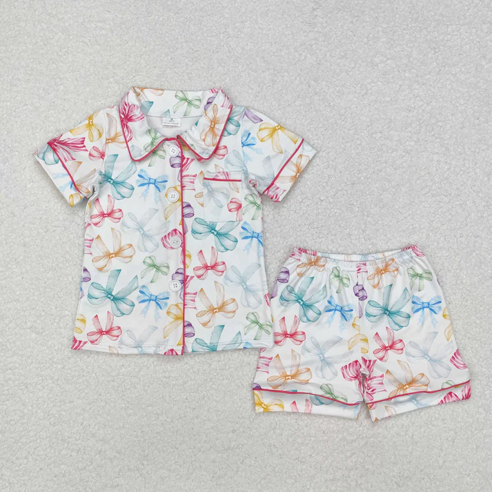 RTS NO MOQ baby girls Clothes short sleeve shorts pajamas Sets