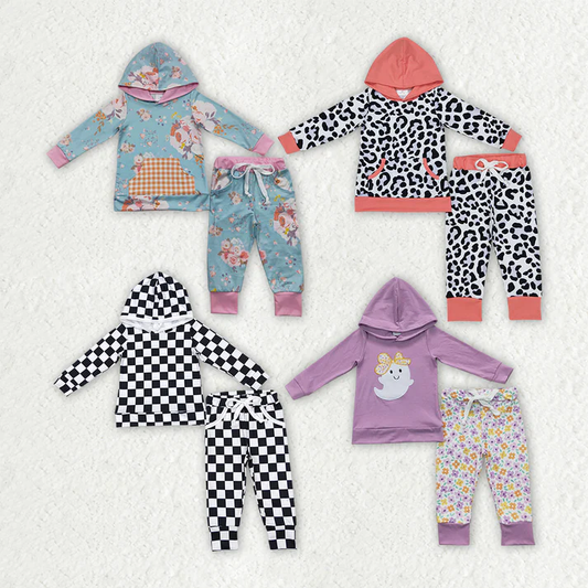 RTS Sibling baby boy and girls clothes hooded long Sleeve pants sets