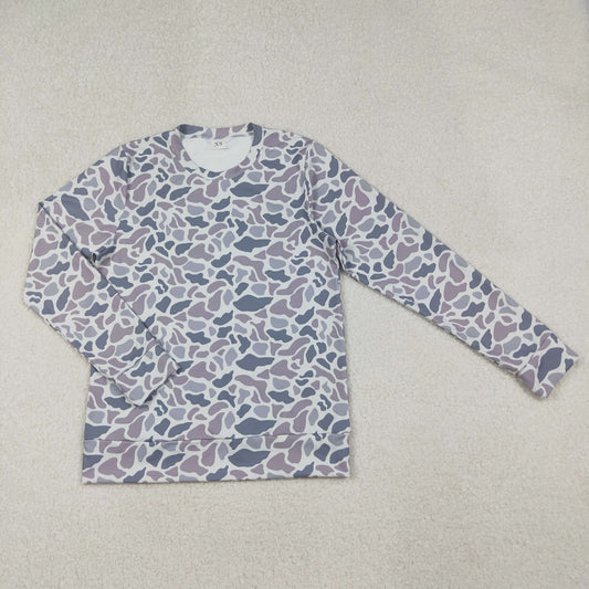 RTS NO MOQ（In Stock) GT1127 Adult Women's Gray-Blue Camouflage Yoga Long-Sleeved Top